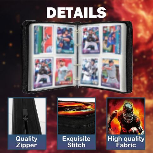 400 Pockets Football Card Binder - Red Flame Pattern Sports Display Storage Case for Collectors, Portable Detachable Sports Card Storage Book for 2025 Football Cards in Saudi Arabia