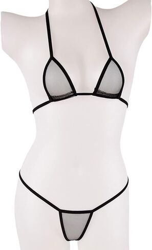 Womens See Through Bikini Sheer Micro Bikini Sexy Triangle Thong G String Bathing Suit Private Wear OneSize 2-8 in Saudi Arabia