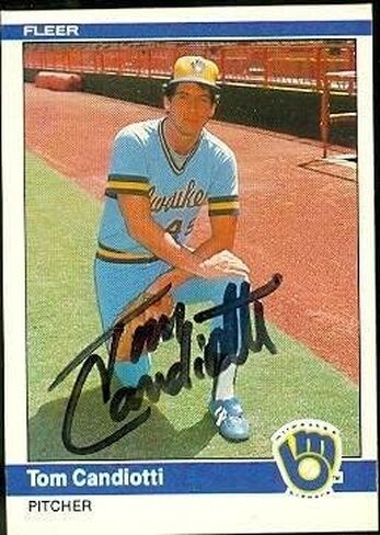 توم Candiotti بطاقة البيسبول الموقعة (Milwaukee Brewers) 1984 Fleer #197 - بطاقات البيسبول الموقعة in Kuwait