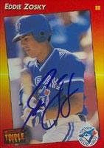 Eddie Zosky Toronto Jays 1992 Leaf Motographed Card. يأتي هذا العنصر مع شهادة أصالة من رياضة السيارات. موقعة - بطاقات البيسبول موقعة in Saudi Arabia