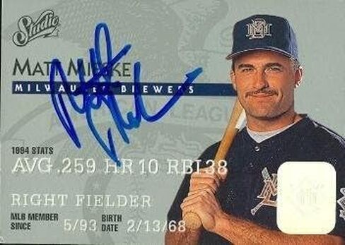 Matt Mieske autographed Baseball Card (Milwaukee Brewers) 1995 Donruss Studio #170 - Autographed Baseball Cards in Saudi Arabia