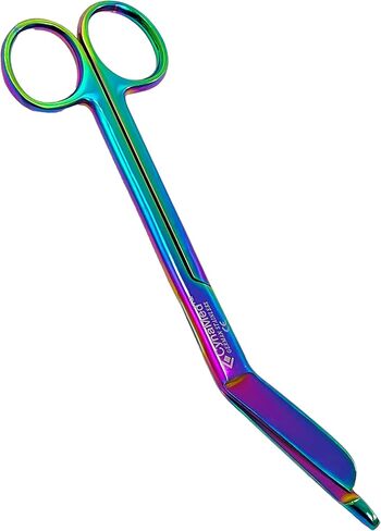 CynaMed German Nurses Doctor Lister Bandage Scissors 7.25" +5.5" + HEMOSTAT Forceps Str +Cvd 5.5" Multi Color Rainbow Color Stainless Steel - (Set of 4) in Saudi Arabia