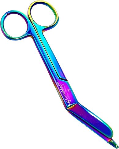 CynaMed German Nurses Doctor Lister Bandage Scissors 7.25" +5.5" + HEMOSTAT Forceps Str +Cvd 5.5" Multi Color Rainbow Color Stainless Steel - (Set of 4) in Saudi Arabia