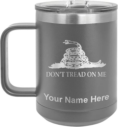 LaserGram 15oz Vacuum Insulated Coffee Mug, Gadsden Flag, Personalized Engraving Included (Yellow) in Saudi Arabia