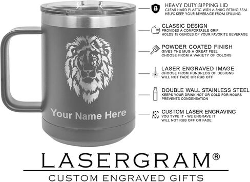 LaserGram 15oz Vacuum Insulated Coffee Mug, Gadsden Flag, Personalized Engraving Included (Yellow) in Saudi Arabia