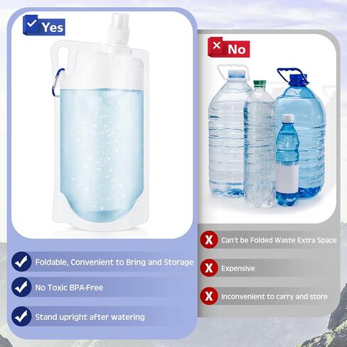 Maxdot 4 Pack 1L Collapsible Travel Water Bottles with Clip 33 oz Clear Foldable Water Pouch Container Bag for Hiking Backpacking Camping Travel Emergency in Saudi Arabia