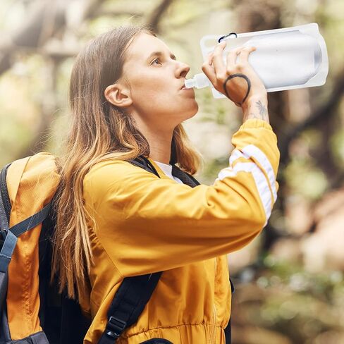 Maxdot 4 Pack 1L Collapsible Travel Water Bottles with Clip 33 oz Clear Foldable Water Pouch Container Bag for Hiking Backpacking Camping Travel Emergency in Saudi Arabia