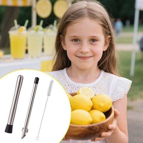 Straw Hole Puncher & Muddler for Lemonade, Stainless Steel Straw Hole Puncher Punching Tools Drinks Stand Supplies for Plastic Lids Lemonade Cups in Saudi Arabia