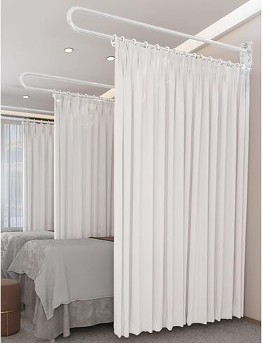 SALON SALON SALON SARTAIN SARTAIN SURTIONS LOND على شكل حرف U ROD ROD BEATH BEDER Health Center Surtain Privacy Bed (اللون: أبيض ، الحجم: قضيب 200 سم) in Saudi Arabia