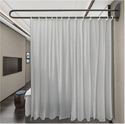 1PCS Beauty Bed Bed Surtain ، قضيب ستارة على شكل حرف U ، قضيب تقسيم الخصوصية المثبت على الحائط ، لصالون التجميل ، غرفة نوم المنزل (رمادي ، 200 سم) in Saudi Arabia