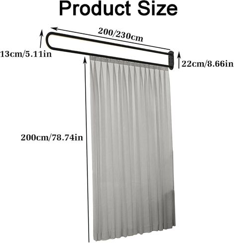 1PCS Beauty Bed Bed Surtain ، قضيب ستارة على شكل حرف U ، قضيب تقسيم الخصوصية المثبت على الحائط ، لصالون التجميل ، غرفة نوم المنزل (رمادي ، 200 سم) in Saudi Arabia