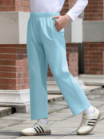 Haloumoning Toddler Boys Sweatpants الأطفال ركض مستقيم الساق مع جيوب مفتوحة أسفل للرياضة في الهواء الطلق 3-10y in Saudi Arabia