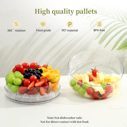 Caddy Caddy Compled LCE ، مع 4 حاويات وأواني بارزة ناعمة ، يقدم إمدادات شريط Mimosa الدرج ، الفواكه ، التاكو ، المعجنات ، مقبلات الحفلات (شفافة) in Kuwait