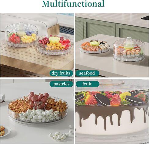 Caddy Caddy Compled LCE ، مع 4 حاويات وأواني بارزة ناعمة ، يقدم إمدادات شريط Mimosa الدرج ، الفواكه ، التاكو ، المعجنات ، مقبلات الحفلات (شفافة) in Kuwait