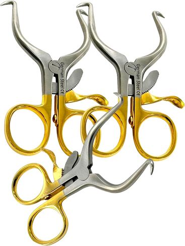 Peiatric Gelpi Retractor 3.5" Self-Retaining with Lock Ratcheting Mechanism Gold Rings Veterinary Retractor - German Stainless Steel (1) in Kuwait