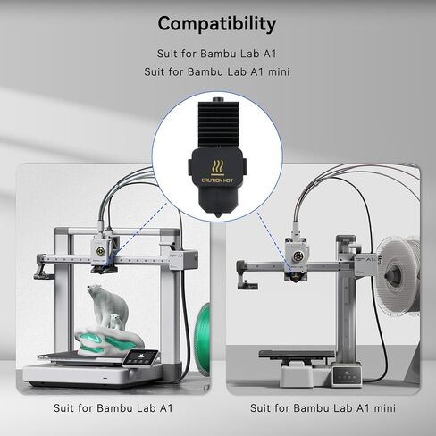 2 Pack A1/A1 Mini Hotend Upgrade Kit - 0.2mm & 0.4mm Hot end Extruder with 0.2/0.4/0.6mm Brass Nozzles Replacement + 2PCS Silicone Socks for Bambu Lab A1/A1 Mini 3D Printer Accessories in Kuwait