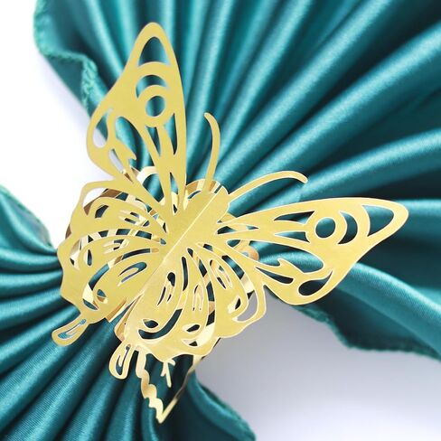 50pcs Bling Iridescent Butterfly Napkin Rings Holder Buckles for Table Decorations,Dinner,Wedding,Party,DIY Decoration,Reusable Paper Napkin Holders (Silver, 1.7inch) in Kuwait