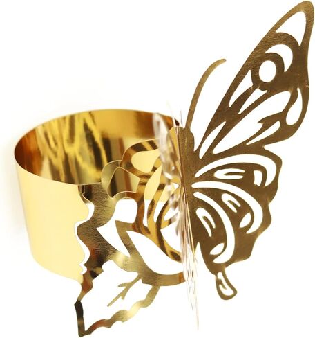 50pcs Bling Iridescent Butterfly Napkin Rings Holder Buckles for Table Decorations,Dinner,Wedding,Party,DIY Decoration,Reusable Paper Napkin Holders (Silver, 1.7inch) in Kuwait