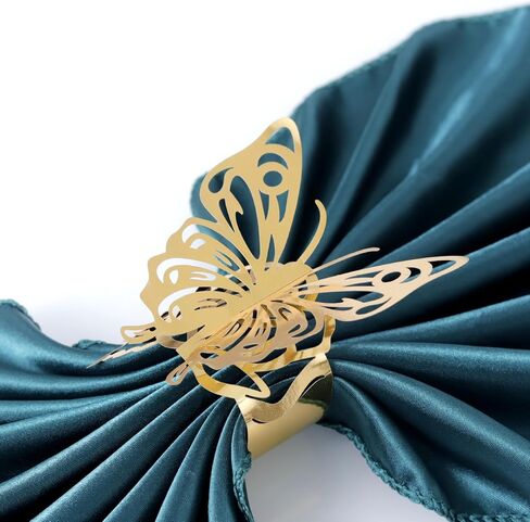 50pcs Bling Iridescent Butterfly Napkin Rings Holder Buckles for Table Decorations,Dinner,Wedding,Party,DIY Decoration,Reusable Paper Napkin Holders (Silver, 1.7inch) in Kuwait