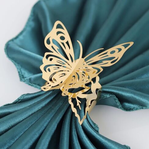 50pcs Bling Iridescent Butterfly Napkin Rings Holder Buckles for Table Decorations,Dinner,Wedding,Party,DIY Decoration,Reusable Paper Napkin Holders (Silver, 1.7inch) in Kuwait