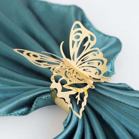 50pcs Bling Iridescent Butterfly Napkin Rings Holder Buckles for Table Decorations,Dinner,Wedding,Party,DIY Decoration,Reusable Paper Napkin Holders (Silver, 1.7inch) in Kuwait