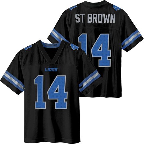 Amon-ra St. Brown Detroit Lions Black #14 NFL Kids Youth 4-20 Name and Number Alternate Away Player Football Jersey in Saudi Arabia