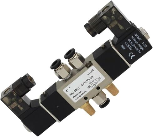 4V120-06 Five-Way 2-Position Solenoid Valve DC12V DC24V AC110V AC220V Pneumatic air Solenoid Valve(8mm fittings-01) in Kuwait
