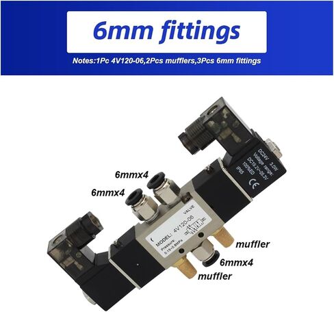 4V120-06 Five-Way 2-Position Solenoid Valve DC12V DC24V AC110V AC220V Pneumatic air Solenoid Valve(8mm fittings-01) in Kuwait