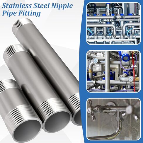 3pcs 304 تركيبات أنابيب الحلمة الفولاذ المقاوم للصدأ 3/4 "NPT x 3/4" NPT ذكور ملولبة ، طول توصيل أنابيب المصبوب الحلمة الطول (2 "، 4" ، 6 ") in Kuwait