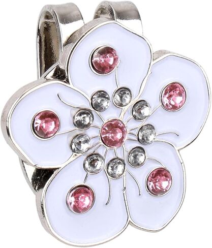 Magnetic Golf Ball Marker with Hat Clip, Flower Shape Magnet Hat Clip Ball Marker Holders Golf Accessories Decoration for Bag Cap Glove Women Men Golfer Gift (White) in Saudi Arabia
