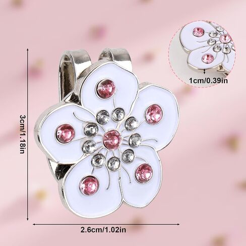 Magnetic Golf Ball Marker with Hat Clip, Flower Shape Magnet Hat Clip Ball Marker Holders Golf Accessories Decoration for Bag Cap Glove Women Men Golfer Gift (White) in Saudi Arabia