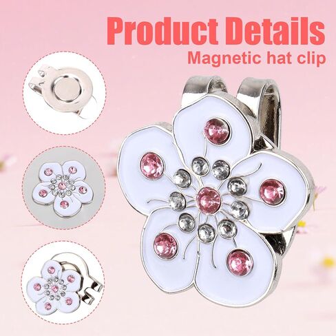 Magnetic Golf Ball Marker with Hat Clip, Flower Shape Magnet Hat Clip Ball Marker Holders Golf Accessories Decoration for Bag Cap Glove Women Men Golfer Gift (White) in Saudi Arabia