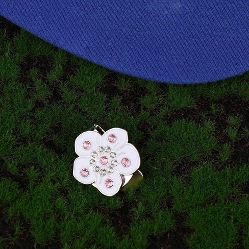 Magnetic Golf Ball Marker with Hat Clip, Flower Shape Magnet Hat Clip Ball Marker Holders Golf Accessories Decoration for Bag Cap Glove Women Men Golfer Gift (White) in Saudi Arabia