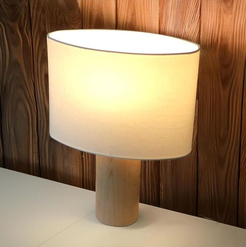Brightech Mia LED Table Lamp - Tall Modern Table Lamp with Wood Base, Cotton Lampshade for Bedroom, Living Room, Bedside - 3000k Dimmable Soft White Light for Side Table, End Table, Desk in Saudi Arabia