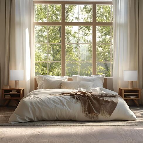 Brightech Mia LED Table Lamp - Tall Modern Table Lamp with Wood Base, Cotton Lampshade for Bedroom, Living Room, Bedside - 3000k Dimmable Soft White Light for Side Table, End Table, Desk in Saudi Arabia