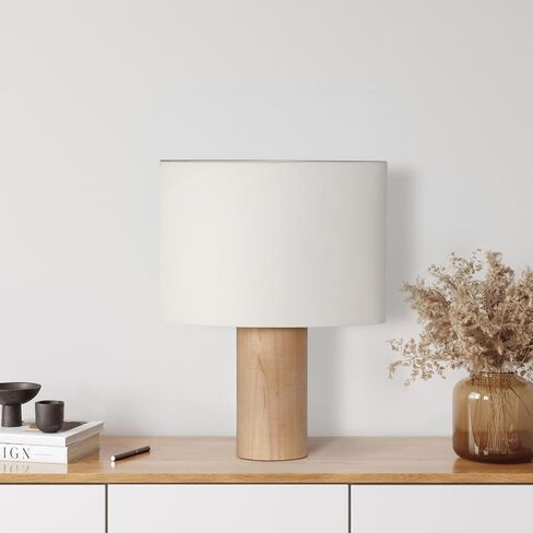 Brightech Mia LED Table Lamp - Tall Modern Table Lamp with Wood Base, Cotton Lampshade for Bedroom, Living Room, Bedside - 3000k Dimmable Soft White Light for Side Table, End Table, Desk in Saudi Arabia