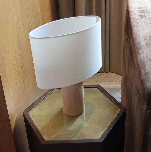 Brightech Mia LED Table Lamp - Tall Modern Table Lamp with Wood Base, Cotton Lampshade for Bedroom, Living Room, Bedside - 3000k Dimmable Soft White Light for Side Table, End Table, Desk in Saudi Arabia