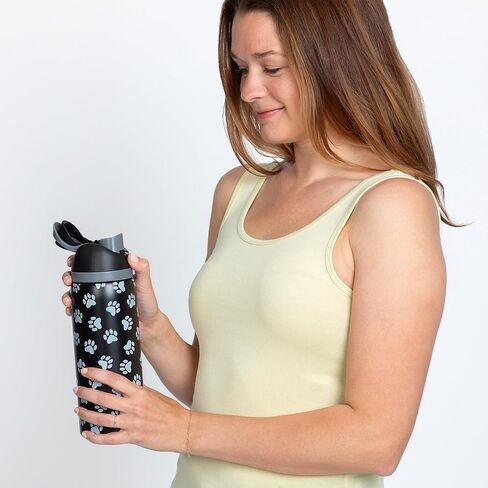 Paw Print 32oz Easy-Sip Double Wall Insulated Stainless Steel Water Bottle – One-Hand Flip Lid with Straw & Carry Handle Travel Tumbler (Purple) in Kuwait