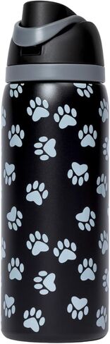 Paw Print 32oz Easy-Sip Double Wall Insulated Stainless Steel Water Bottle – One-Hand Flip Lid with Straw & Carry Handle Travel Tumbler (Purple) in Kuwait