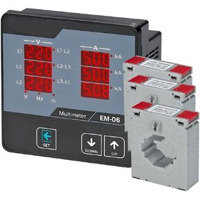 EM-06 Multimeter Digital Multimeter Three Phase Volt (L-L) (L-N) AMPERE AMPERE TERECENCE SESSION MACTER 12 في 1PCS (3CT 1000A) in Kuwait