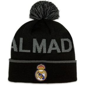 Icon Sports 2024 Compatible with Real Madrid Official Black with Silver Print Soccer Beanie in Saudi Arabia