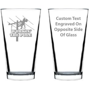 Workin' the Pole - Lineman Electrician Pint Glass - Funny Electrician Gifts for Electricians - 16 Oz Pint Glasses in Saudi Arabia