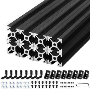 4Pack 2020 Aluminum Extrusion V-Slot 400mm Black Extruded Aluminum Profile 20x20 V-Slotted Framing European Standard Anodized Linear Rail for 3D Printer Accessories Parts in Kuwait