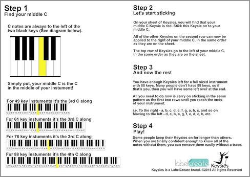 New And Improved - Keysies® Transparent Plastic Removable Piano and Keyboard Note Stickers - Plus Handy Placement Guide. in Saudi Arabia