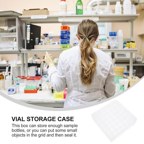 Frcolor Plastic Vinal Box 36 Grid Pill Pill Box حاوية تخزين شفافة مع شبكة واضحة عينة منظم حالة قارورة للمختبر زجاجة طب عينة 5 مل زجاجة in Saudi Arabia