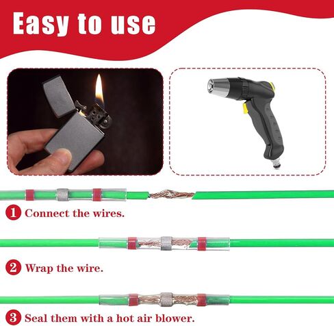 150PCS Red Solder Seal Wire Connectors, AWG 22-18 Heat Shrink Butt Connectors, Waterproof Terminals Solder Sleeve Wire Splice Connector for Automotive Marine Boat Wire Joint in Saudi Arabia