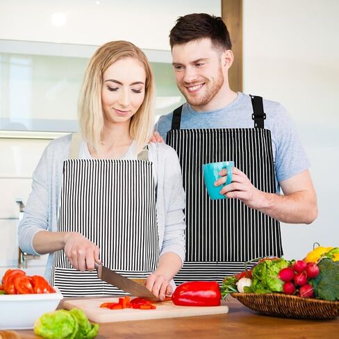 2 Pack Aprons for Women with Pockets, Kitchen Cooking Apron for Men,Waterproof Apron Suitable for Chefs, Waiters, Baking, and Nail Technicians in Saudi Arabia