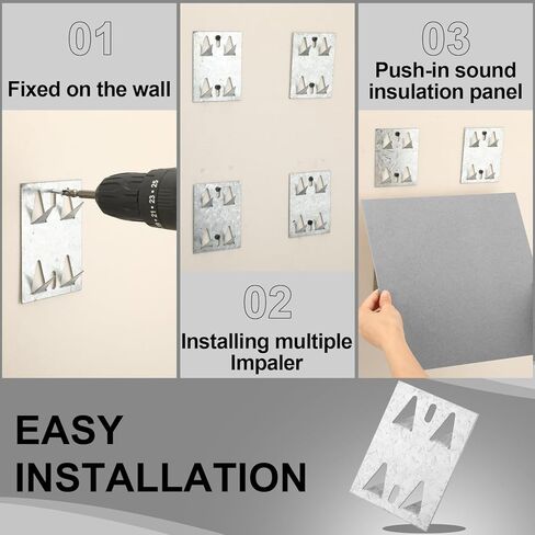 Blulu 25 Pcs Surface Mount Impaler for Wall Mounting Acoustic Panels, 18 Ga Galvanized Steel Plate with Protruding Triangular for Gypsum Board Plywood Masonry in Saudi Arabia