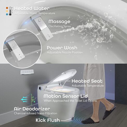 BidetMate 6000 Series Intelligent Bidet Japanese Toilet Combination – Hands-Free Open/Close toilet and bidet – Instant Heated Water, Dryer, & Seat – Quick Drying Cyclone-Dri, Auto Flush, Night Light in Kuwait