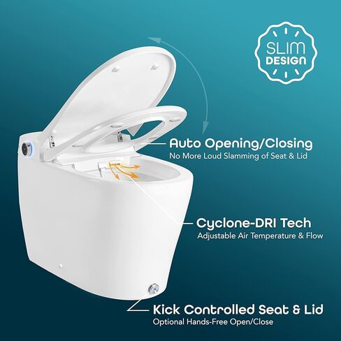 BidetMate 6000 Series Intelligent Bidet Japanese Toilet Combination – Hands-Free Open/Close toilet and bidet – Instant Heated Water, Dryer, & Seat – Quick Drying Cyclone-Dri, Auto Flush, Night Light in Kuwait